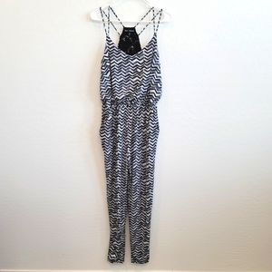 Mason & Mackenzie Black & White Herringbone Print Jumpsuit Women's Size Large